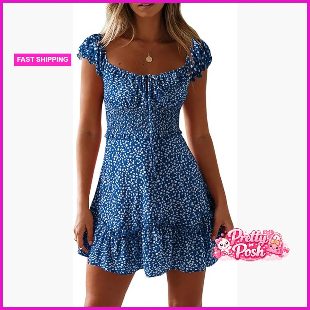 Polyester Sweetheart Neck Ruffle Mini Dress for Summer Casual Wear - Picture 1 of 6